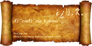 Örmény Kabos névjegykártya